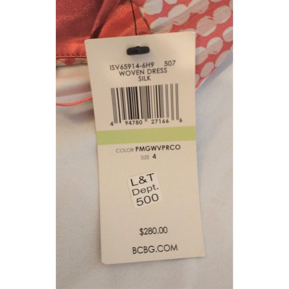 NWT BCBGMAXAZRIA Silk Bow Woven Cocktail Dress Size 4 - Picture 7 of 12